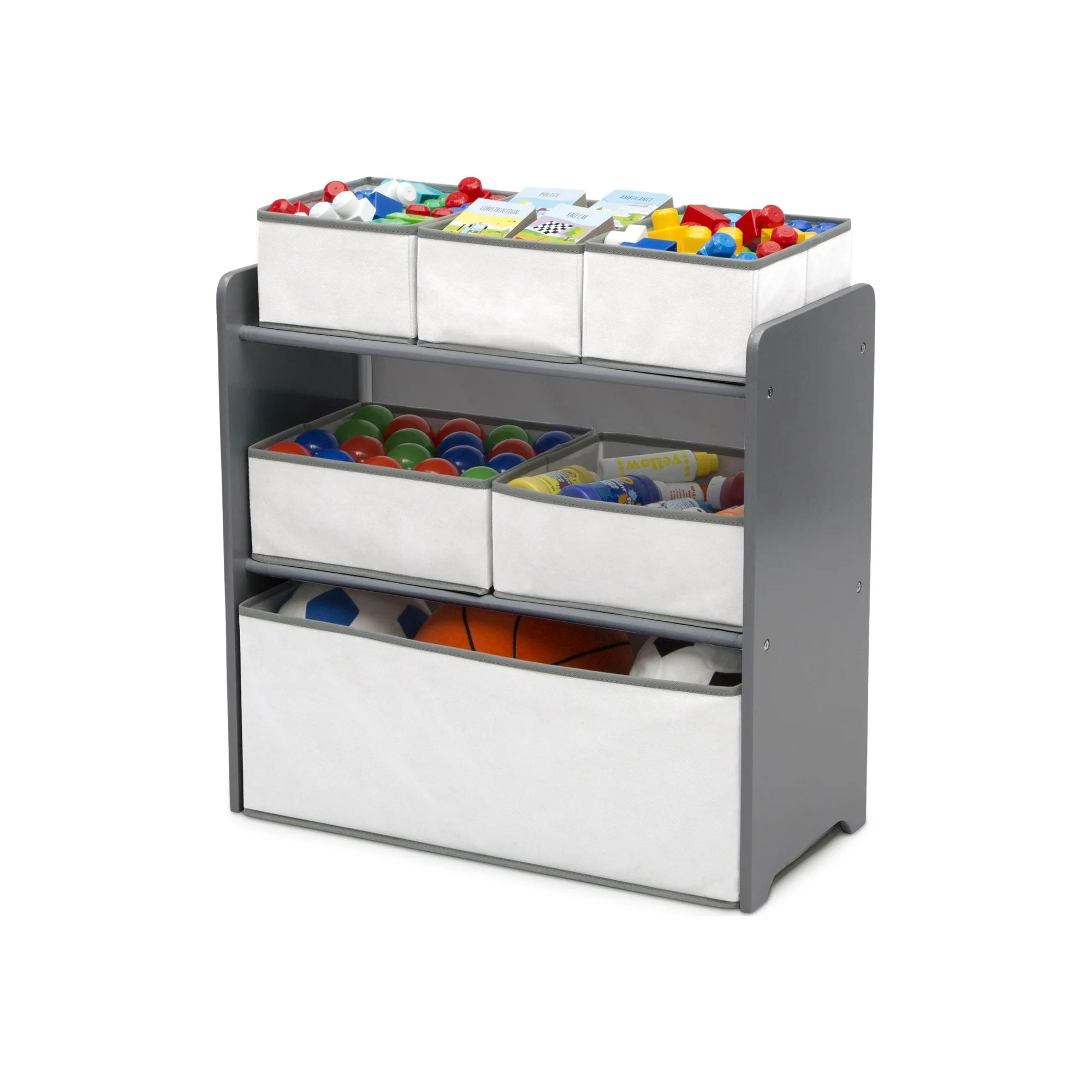 Set juego de mesa y organizador infantil 6 contenedores Gris/Blanco con almacenaje Delta Children