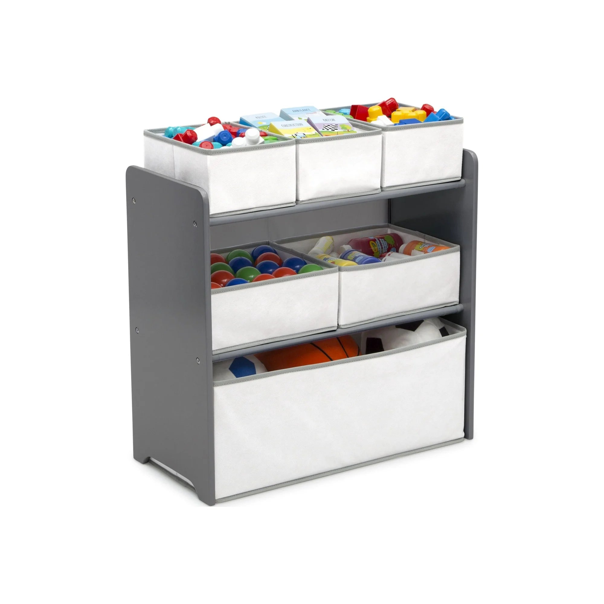 Set juego de mesa y organizador infantil 6 contenedores Gris/Blanco con almacenaje Delta Children