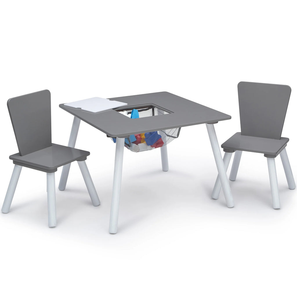 Set juego de mesa y organizador infantil 6 contenedores Gris/Blanco con almacenaje Delta Children