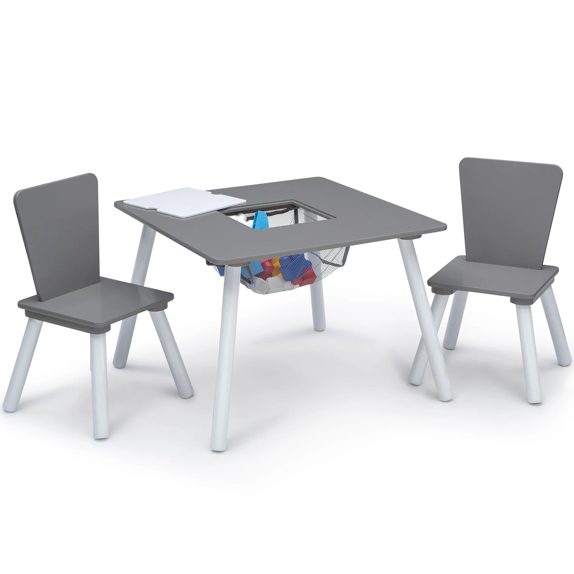 Set juego de mesa y organizador infantil 6 contenedores Gris/Blanco con almacenaje Delta Children