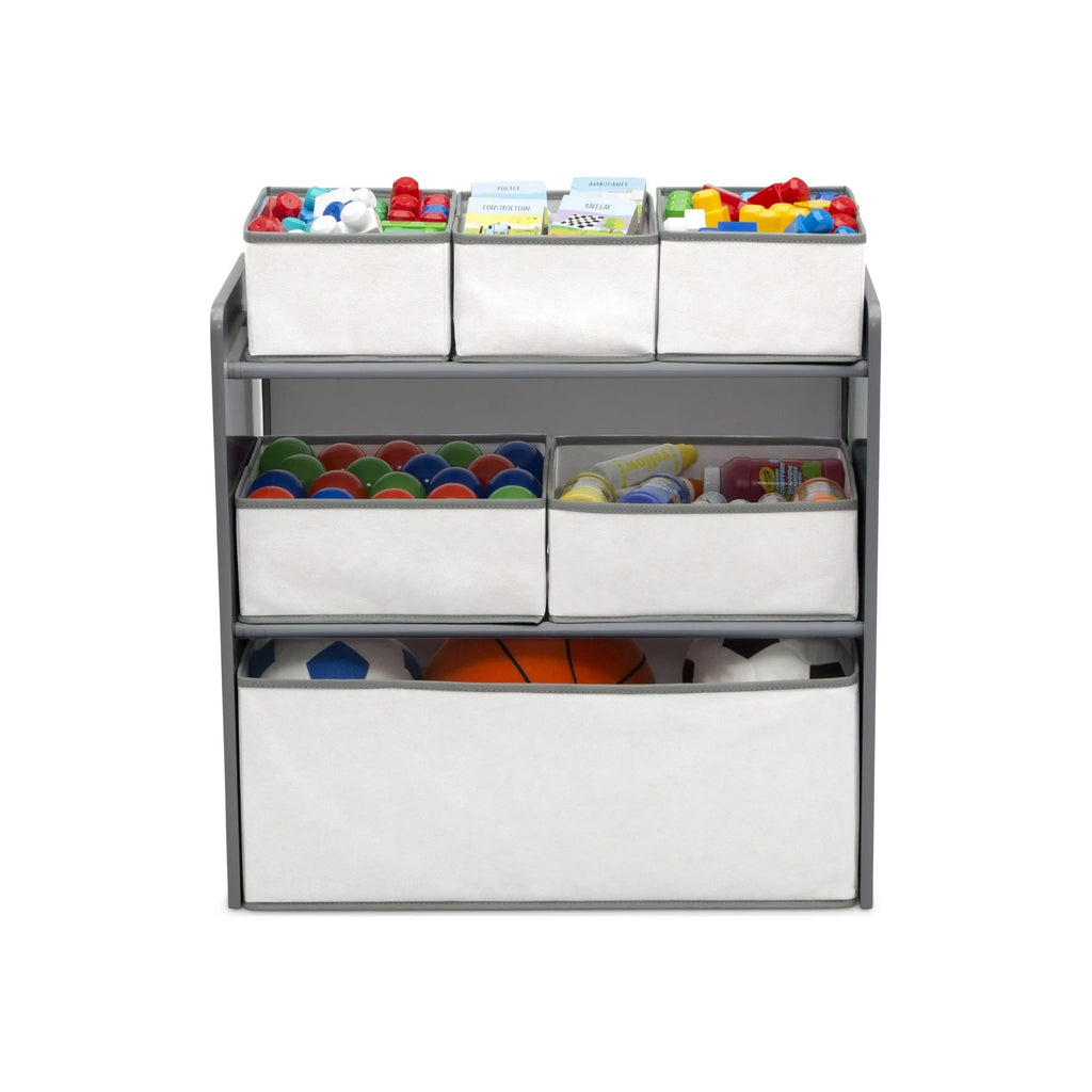 Set juego de mesa y organizador infantil 6 contenedores Gris/Blanco con almacenaje Delta Children