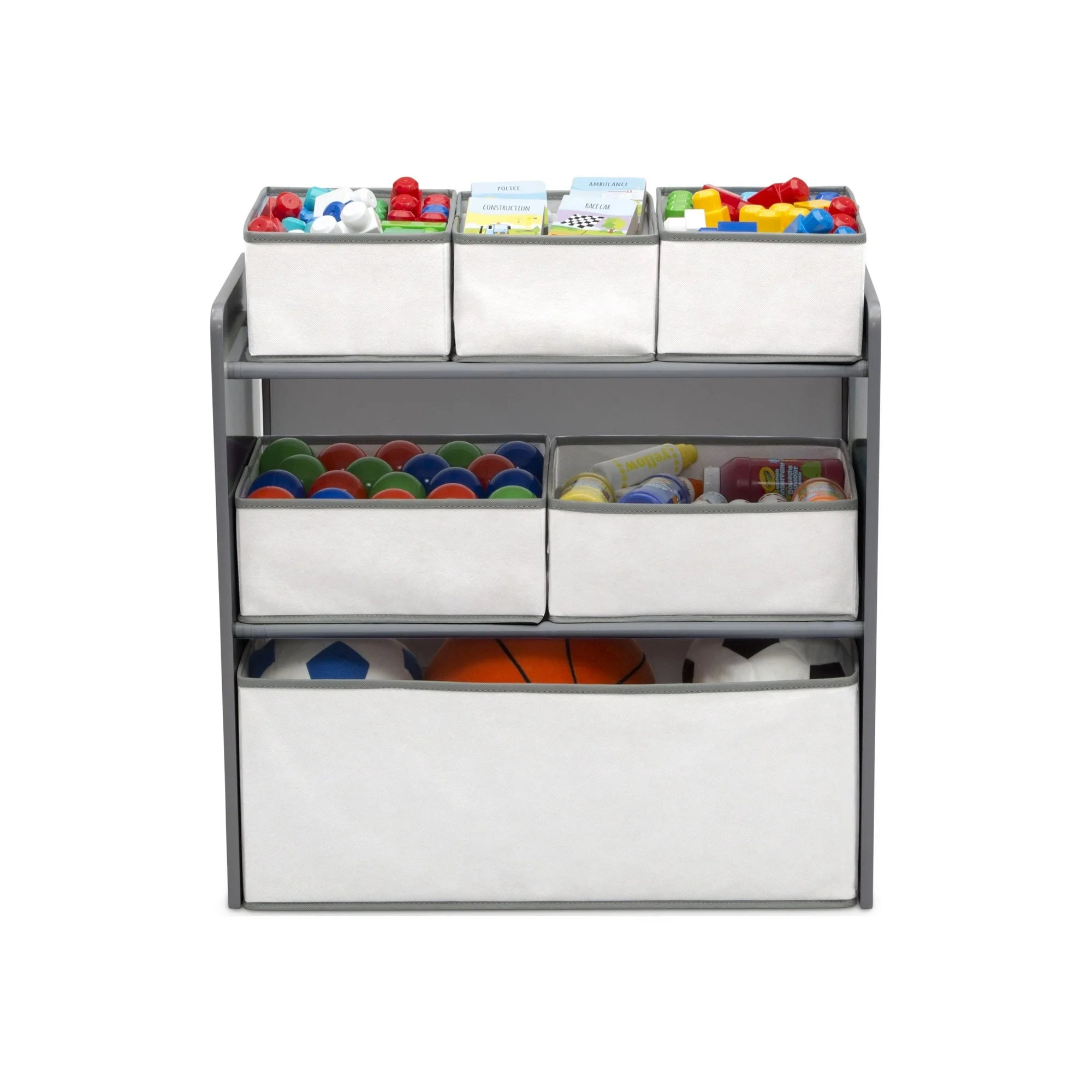 Set juego de mesa y organizador infantil 6 contenedores Gris/Blanco con almacenaje Delta Children