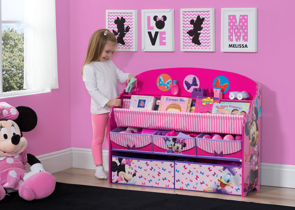 Organizador de libros y juguetes Deluxe infantil  Minnie Mouse Disney - 5 contenedores Delta Children