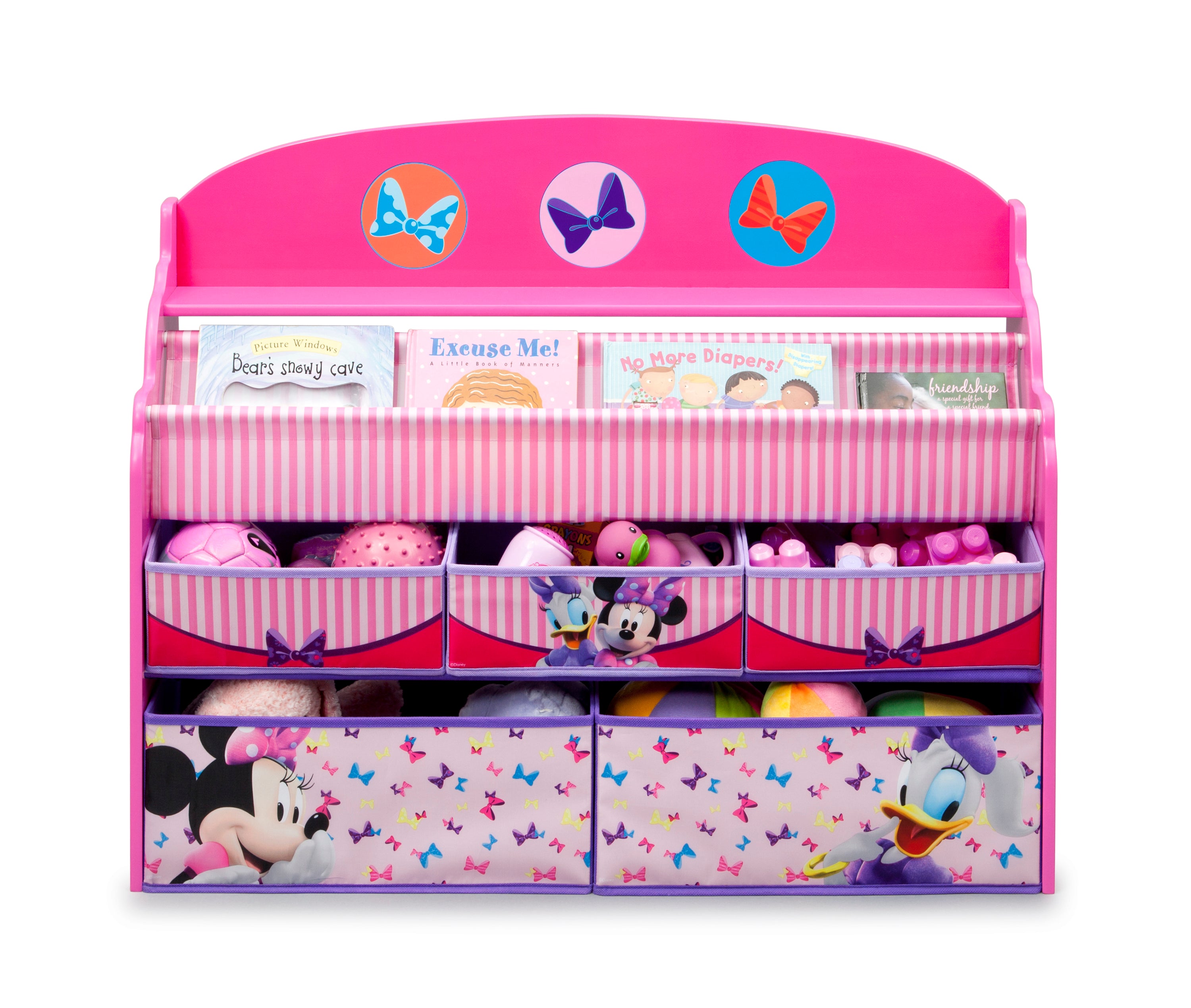 Organizador de libros y juguetes Deluxe infantil  Minnie Mouse Disney - 5 contenedores Delta Children