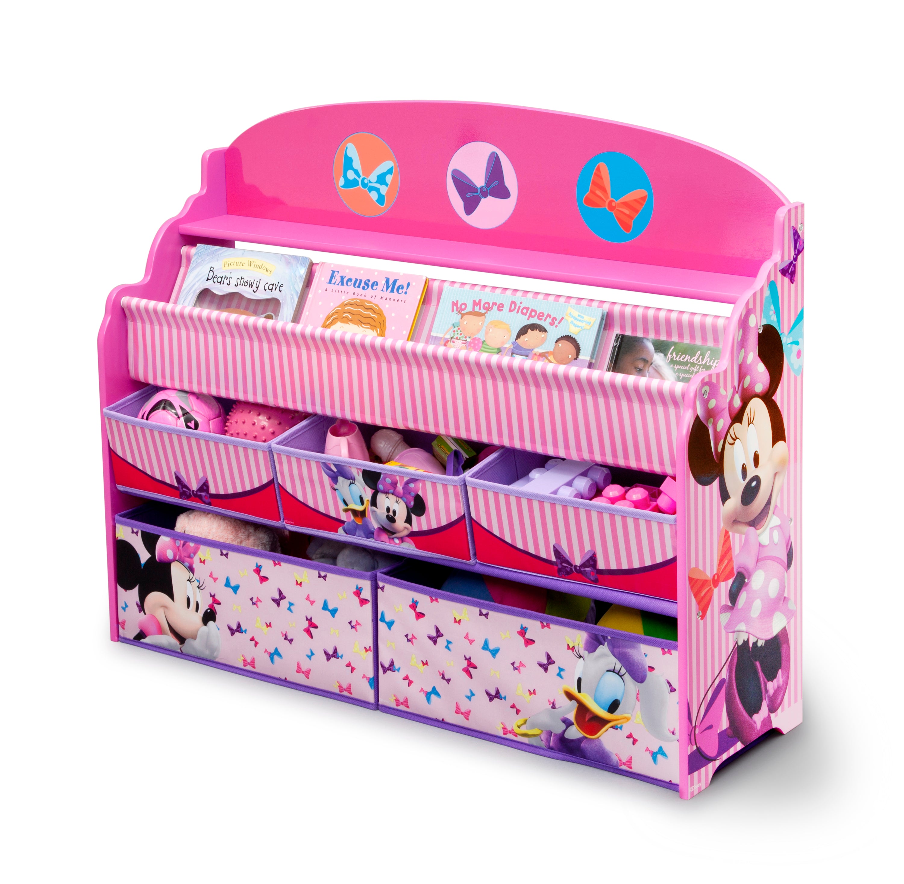 Organizador de libros y juguetes Deluxe infantil  Minnie Mouse Disney - 5 contenedores Delta Children