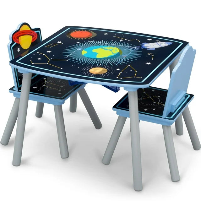 Juego de mesa y dos sillas infantil con almacenamiento Sistema solar Delta Children