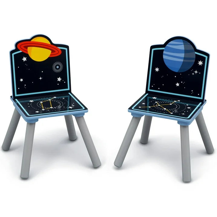 Juego de mesa y dos sillas infantil con almacenamiento Sistema solar Delta Children