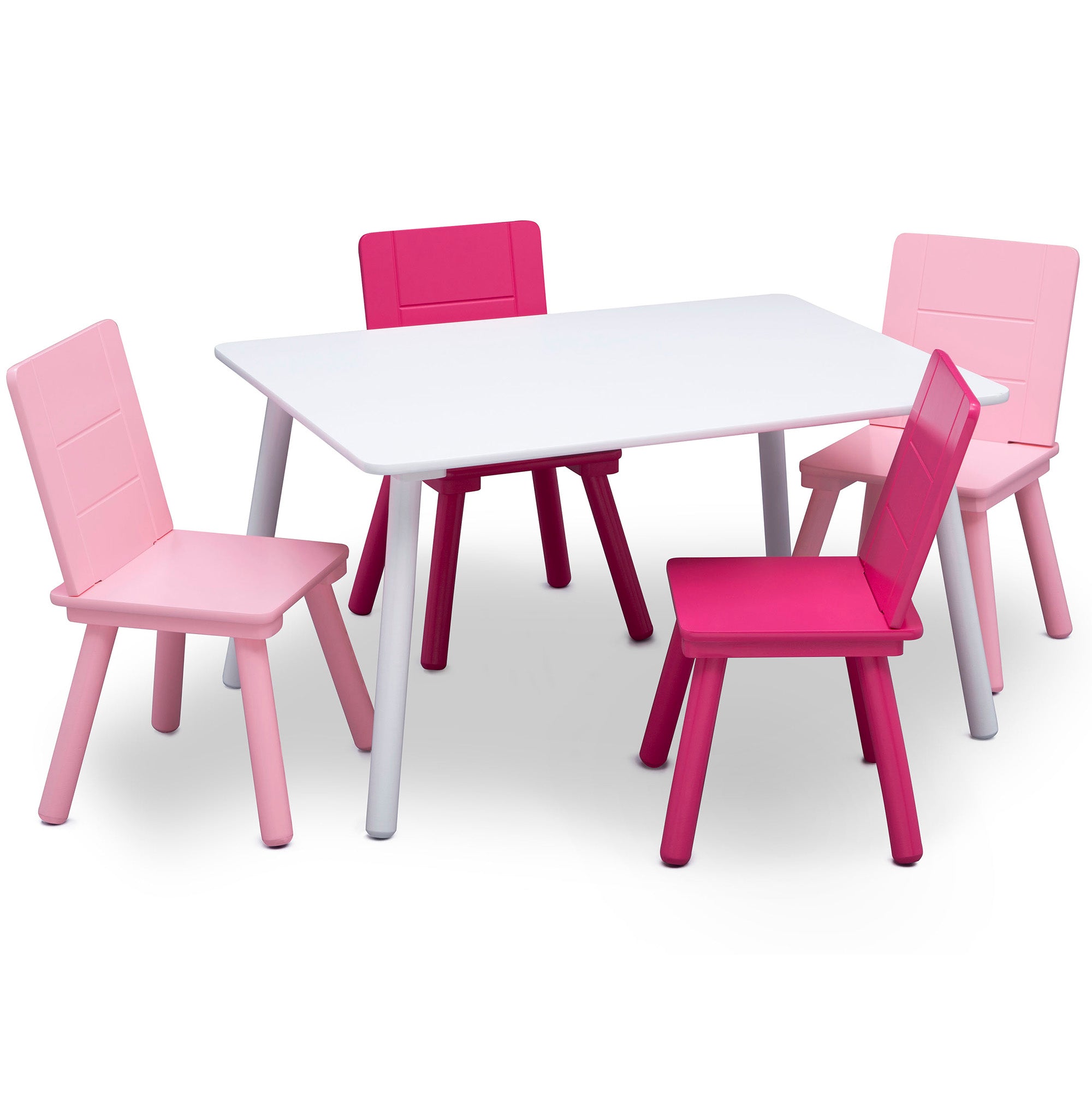 Juego de mesa y 4 sillas infantil blanco rosa y fuccia Delta Children