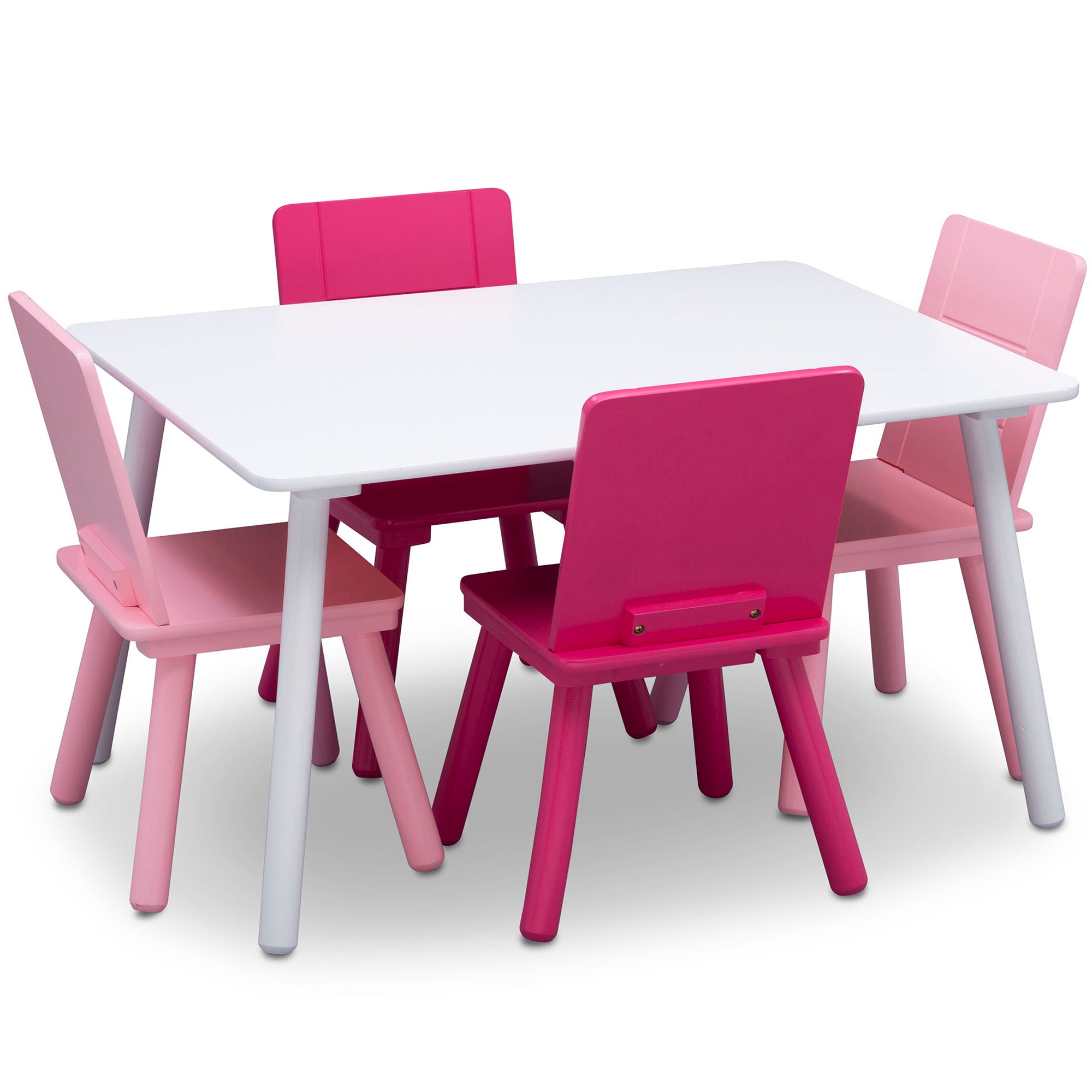 Juego de mesa y 4 sillas infantil blanco rosa y fuccia Delta Children