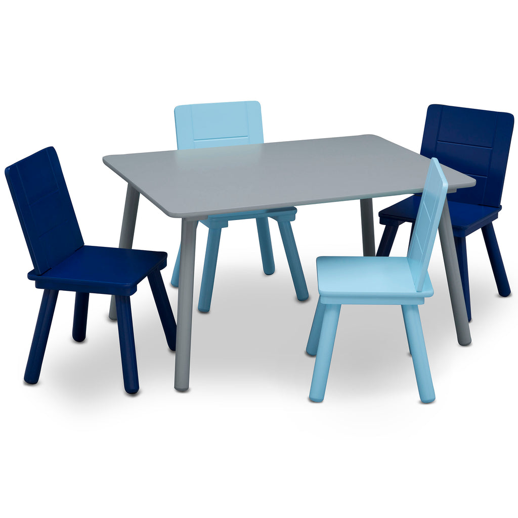 Juego de mesa y 4 sillas infantil azul y gris Delta Children