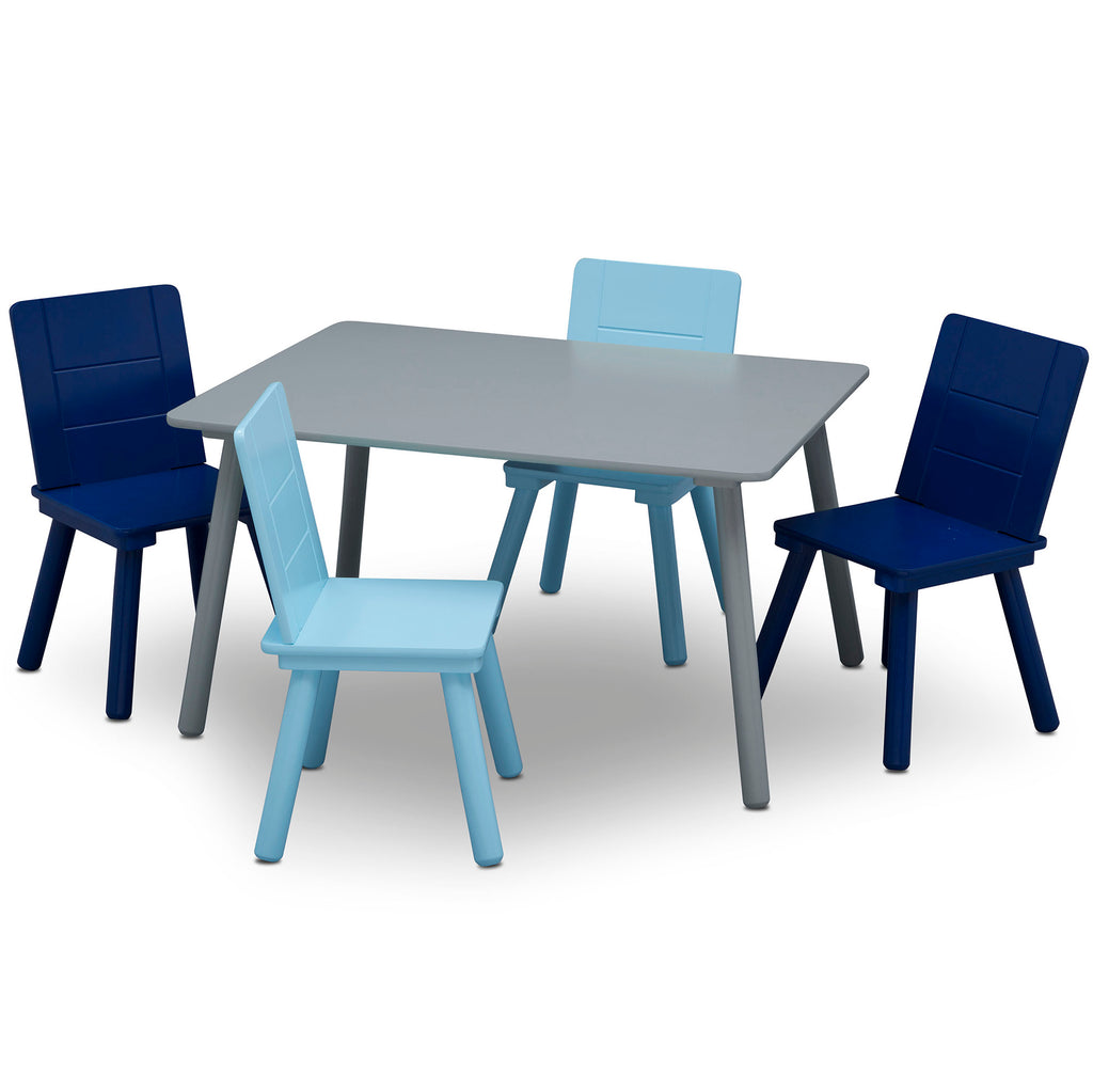 Juego de mesa y 4 sillas infantil azul y gris Delta Children
