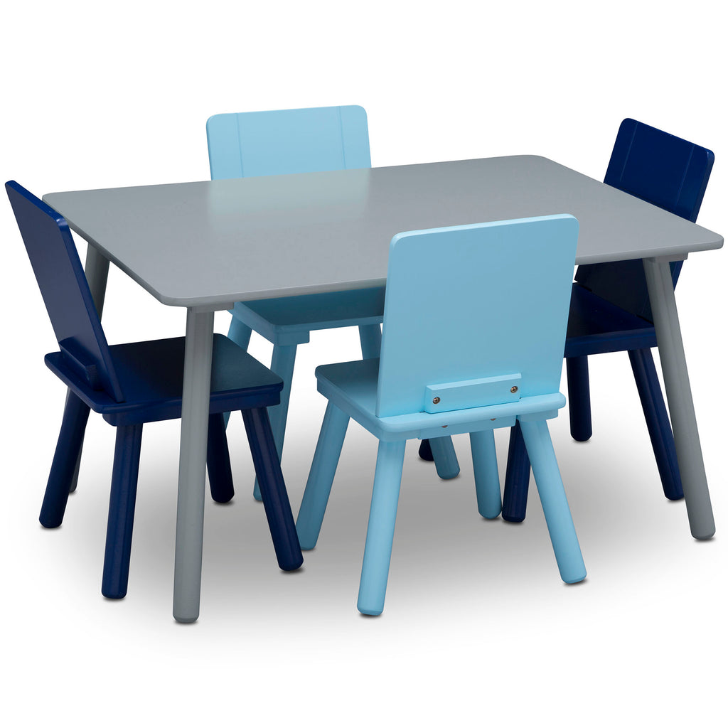 Juego de mesa y 4 sillas infantil azul y gris Delta Children