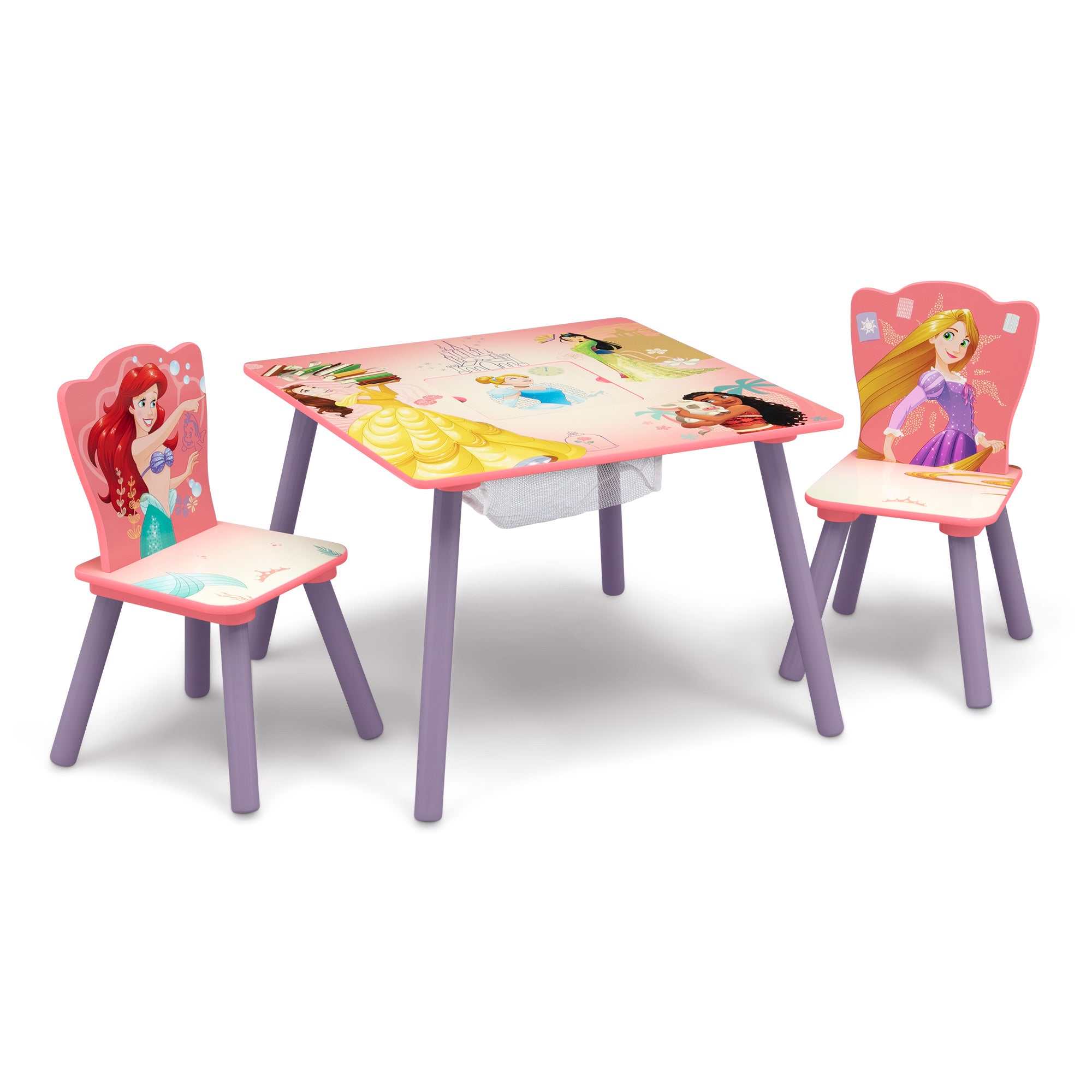 Juego de mesa y sillas infantil  Princesas Disney con almacenamiento y 2 sillas incluidas Delta Children