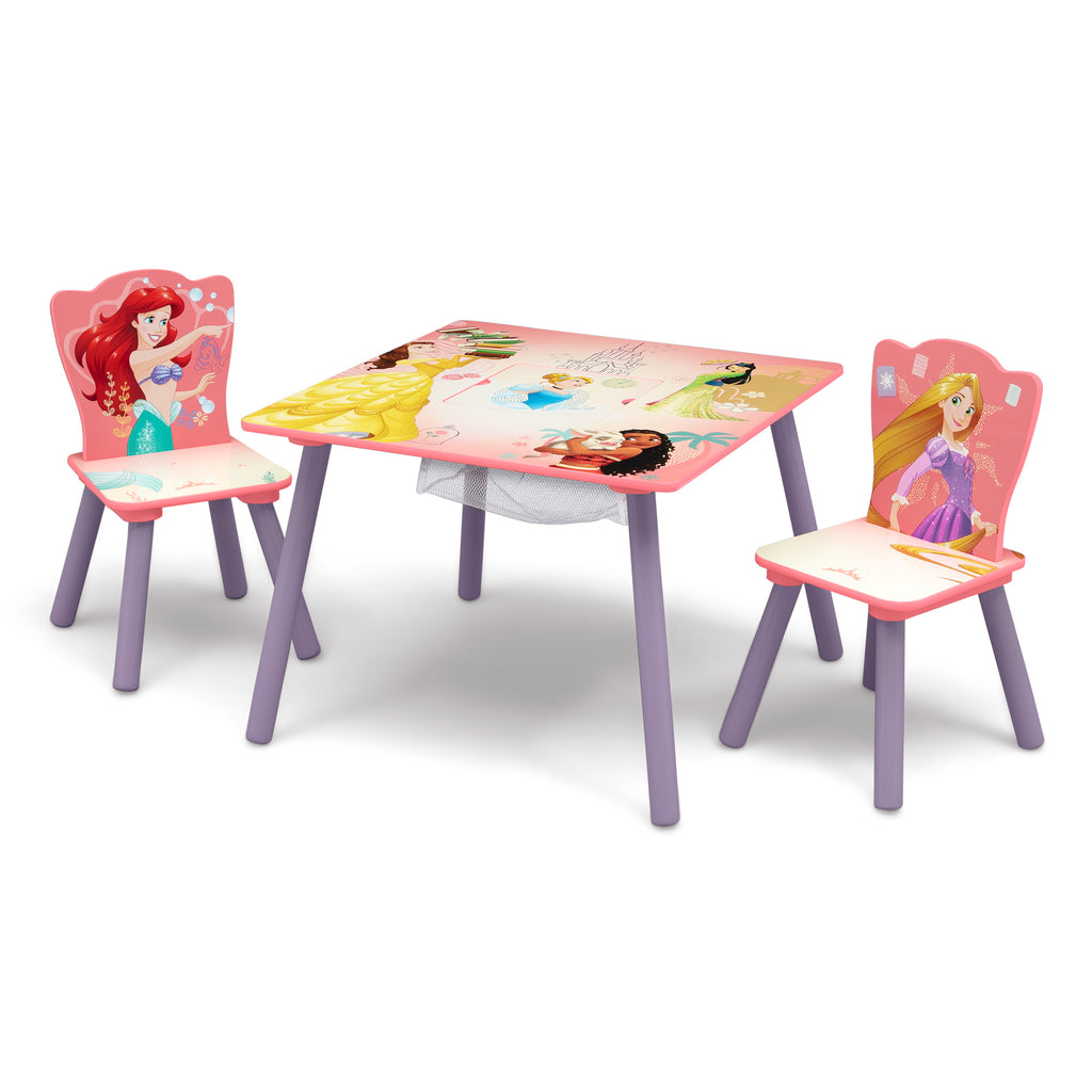 Juego de mesa y sillas infantil  Princesas Disney con almacenamiento y 2 sillas incluidas Delta Children