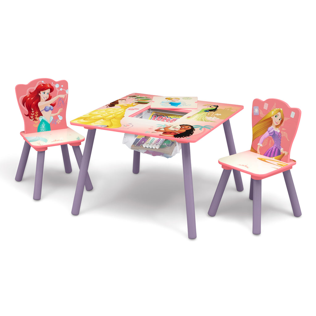 Juego de mesa y sillas infantil  Princesas Disney con almacenamiento y 2 sillas incluidas Delta Children
