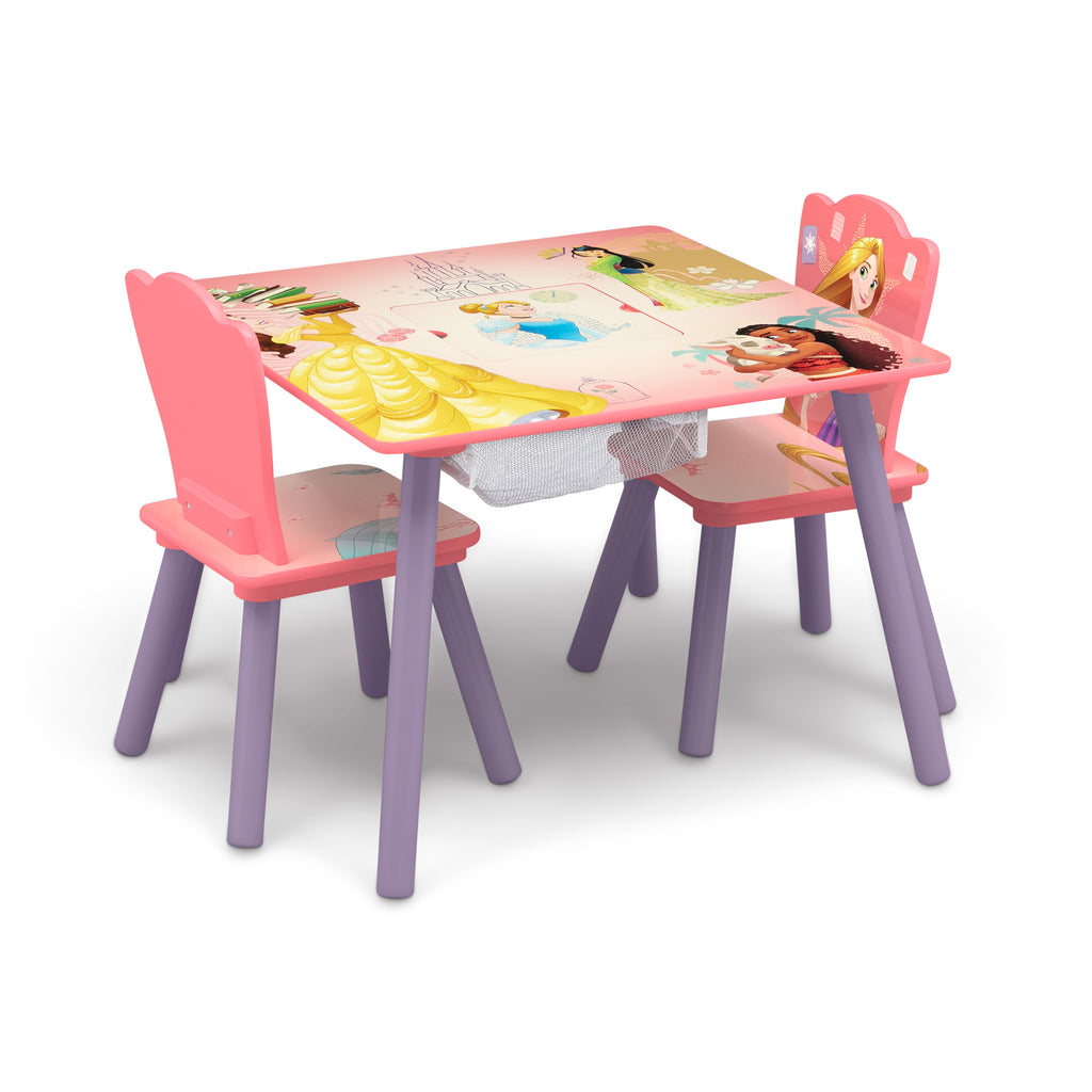 Juego de mesa y sillas infantil  Princesas Disney con almacenamiento y 2 sillas incluidas Delta Children