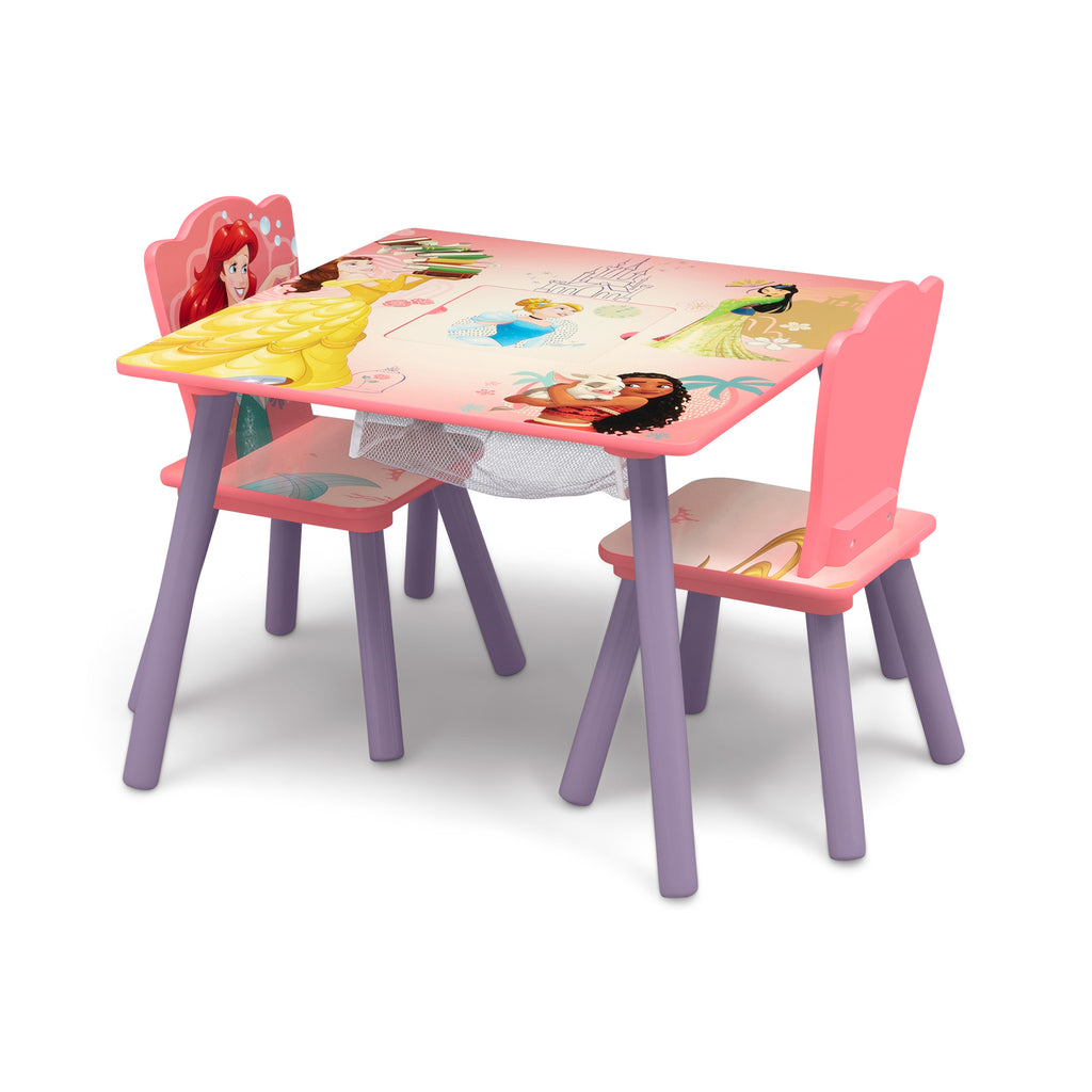 Juego de mesa y sillas infantil  Princesas Disney con almacenamiento y 2 sillas incluidas Delta Children